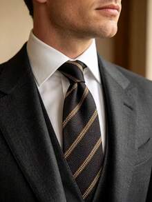 1pc Fashionable High-End Tie Suitable For Business Travel, Casual, Dinner, Wedding - Brown - View 4