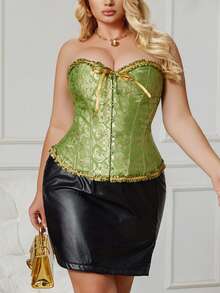 Women's Plus Size Court Style Corset Top, Waist-Cinching Body-Shaping Bustier, Sexy Jacquard Vintage Corset Top, Suitable For Wedding, Party, Halloween Costume, Role Play - Multicolor - View 8