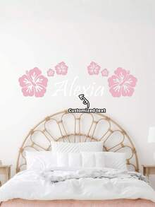 Personalized Name Hibiscus Wall Decal, Custom Letter Wall Sticker, Hawaiian Vinyl Monogram Art, Tropical Peel And Stick Room Decor(Sticker Only) - Multicolor - View 1