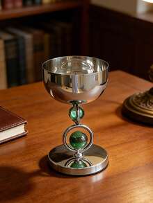 1pc Silver Color Stainless Steel Incense Burner, Stainless Steel Incense Burner Holder, With Green Beads Design,Modern Light Luxury Style,Cylindrical Aroma Diffuser,Suitable For Home Decoration,Ramadan And Eid Al-Fitr Are A Perfect Match - Green Bead Incense Burner - View 6