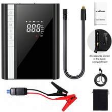Carsun 10000mAh 150PSI Peak Car Jump Starter With Air Pump, 5-In-1 Jump Starter Battery Pack, Digital Tire Inflator, Car Battery Charger, LED Emergency Light, Portable, Suitable For 10L Gasoline Or 9.0L Cars, With Storage Bag - Upgraded Wireless - Large Battery - View 2