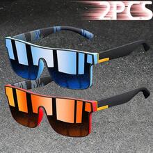 WSZ 2PCS Latest Fashion Vintage Square Sports Glasses Flat Frame Street For Unisex Eyewear For Choice For Outdoor Vacation And Daily Clothing Matching - 2PCSF766 - View 6