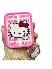 SANRIO Official Licensed Hello Kitty 2-In-1 Mirror & Comb Set, Durable Wavy Edge ABS Material, Adjustable Hinge, Anti-Slip Design, Portable, Suitable For Daily Use And Outdoor Travel - A - View 9