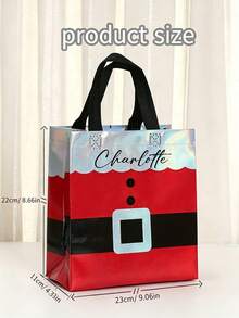1/5PCS Customized Red Gift Bag For Christmas Day, Personalized With A Name, Featuring A Handle And Laser Element Design, Adorned With A Santa Claus Pattern. It'S A Party Tote Bag Made Of Non-Woven Fabric, Gift For Her/Him - Multicolor - View 7