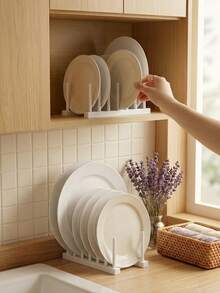 3pcs Dish Rack, Space-Saving Vertical Storage Rack, Suitable For Plates, Cups, Pots, Lids, Bowls And Cutting Boards, Kitchen Cabinet And Countertop Storage 1/2/3pcs - Multicolor - View 1