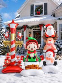 1pc Christmas Elf, Christmas Street Light, Christmas Balloon Stack, Suitable For Christmas Party, Doorway Decoration, Birthday, New Year's Eve Event, Home Atmosphere Decoration - Multicolor - View 11
