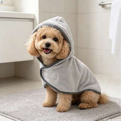 Pet Absorbent Towel Bathrobe With Hood For Small And Medium Dogs, Shiba Inu, Corgi, Soft Cat Clothes, Pet Supplies