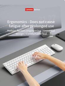 Lenovo Wireless Keyboard And Mouse Set, Slim Design, Business/Home Office, Fashion Classic Set, Minimalist Keyboard And Mouse Set, Lightweight Portable Durable, Multi-Device Compatible - Classic White - View 3