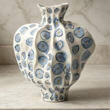 Acrylic Flat Handmade Pleated Blue Spotted Art Vase Decor, Suitable For B&B Soft Furnishing, Model Home Staging, Cafe Decoration, Home Desktop Ornament, Artistic Gift, Live Streaming Photography Prop - 1PC - View 6