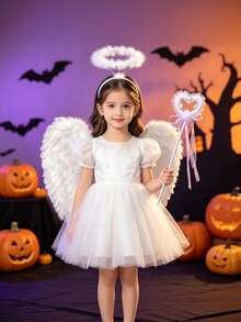1pc White Fairy Wings With Faux Feathers, Proposal Scene, Wedding, Party, Cosplay Costume Accessory - Multicolor - View 1