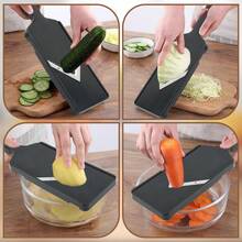 Alat Pengiris Mandolin untuk Dapur, Alat Pengiris Mandolin Sayuran Pisau V Multifungsi dengan Pegangan Genggam, Alat Pemotong Kentang, Mentimun, Kubis Genggam - Untuk Kentang, Bawang Bombay - MultiWarna - View 11
