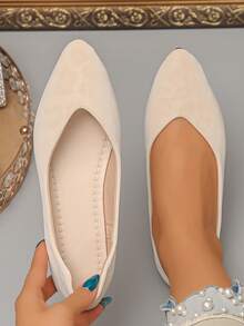 Wide Fit Slip-On Pointed Toe Women's Large Feet Wide Last Flat Shoes Elegant Spring Autumn Summer Daily Wear Commute Leopard Print Ballet Flats - Beige Large Leopard Print - View 1