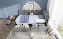 Upholstered Grey Sofa Bed Frame - 90x190cm Storage Daybed In Velvet For Living Room And Bedroom - Grey - View 9
