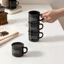 6 st 150 ml/5 oz minimalistiska espressokoppar i keramik, mini kaffekoppar med handtag i porslin, släta demitasse-koppar för te, drycker, , mjölk och vatten, perfekta för espressomaskin, present till kaffeälskare - Multifärgad - Visa 6