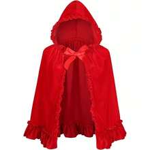 1 Set Jubah Berkerudung Merah, 100/80/60cm, Hiasan Renda Hitam, Jubah Little Red Riding Hood, Cocok Untuk Cosplay Halloween, Kostum Gaya Gotik, Karnaval, Pesta Topeng, Pesta Natal Dan Pertunjukan Panggung - MultiWarna - View 7