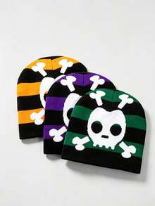 1pc Men's Spider Web Pattern Jacquard Knit Hat, Y2K European And American Style Windproof And Ear Protection Fashionable Street Hip Hop Beanie, Unisex Halloween - Multicolor - View 14