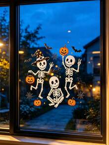 1 buah/Set Stiker Jendela Statis Halloween Tengkorak Lucu yang Dapat Dilepas, Stiker Jendela Jack O' Lantern, Kelelawar, Jaring Laba-laba, Stiker Kaca Halloween Menyeramkan untuk Dekorasi Rumah, Dapur, dan Pesta - Berbagai gaya - View 1