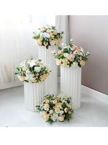 1/3/4pcs Elegant Foldable Roman Column Wedding Display Stand, Collapsible Cylindrical Paper Column For Birthday Party, Mall Party Decoration Prop - LMZ - View 2
