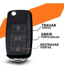 Chave Automotiva Retrátil Compatível com VW Gol G5 Voyage Polo Golf 3 Botões com Chip T42C - A - Visão 2