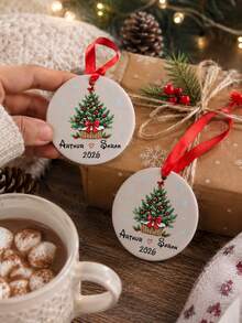 Custom Couple Christmas Tree Ornament 2026, Personalized Holiday Hanging Decor, Romantic Xmas Tree Decoration, Customized Name Keepsake For Home, Customizable Christmas Gift For Couples, Festive Seasonal Ornament, Christmas Decorations, Family - Style C - View 5