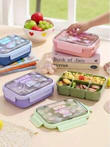 4-Compartment Bento Box, Leak-Proof Lunch Box, Convenient Meal And Snack Prep Divided Food Storage Container, Suitable For School, Office, Travel And Picnic - Multicolor - View 6
