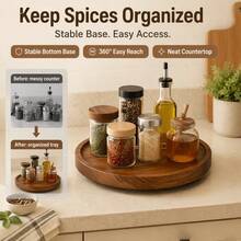 360° Rotating Round Wooden Turntable, Multi-Functional Kitchen Countertop, Cabinet And Bathroom Spice Storage Tray, Easy To Clean, Ideal Gift For Father's Day, Housewarming And Birthday - View 6