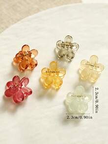 10pcs Colorful Transparent Flower Small Claw Clips For Women, Side Hair Clips, Cute Sweet Princess Style Fashion Hair Accessories - Multicolor - View 4