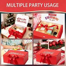 10pcs Red Gift Boxes With Lids, Bridesmaid Invitation Boxes, Luxury Red Ribbon Gift Boxes, Wedding Gift Boxes, Birthday Gift Boxes, Party Gift Boxes, Bridesmaid Gift Boxes, Graduation Gift Boxes, Valentine's Day Gift Boxes - Red and White - View 4