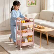 Prateleira de Armazenamento de Metal Multicamadas Compacta e Elegante com 4 Rodízios, Movimento Flexível e Conveniente, Adequada para Casa, Salão, Banheiro, Cozinha, Escritório / Estúdio, Quarto de Criança e Dormitório. Perfeito como Presente para Inauguração da Casa, Aniversário, Natal e Festa de Recém-Nascido (Design Fofo e Elegante, Ótima Escolha para Nova Casa). - Multicolorido - Visão 5