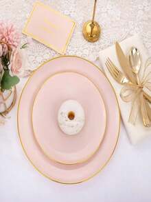 50/20/10pcs Transparent Gold Rim Plates, 7.5 Inch/10.25 Inch Reusable Plates, Food Trays, Fruit And Snack Plates, Dessert And Salad Plates, Multi-Functional Tableware Suitable For Parties, Weddings, Birthdays, Picnics, Holiday Events, Easy To Clean - View 4