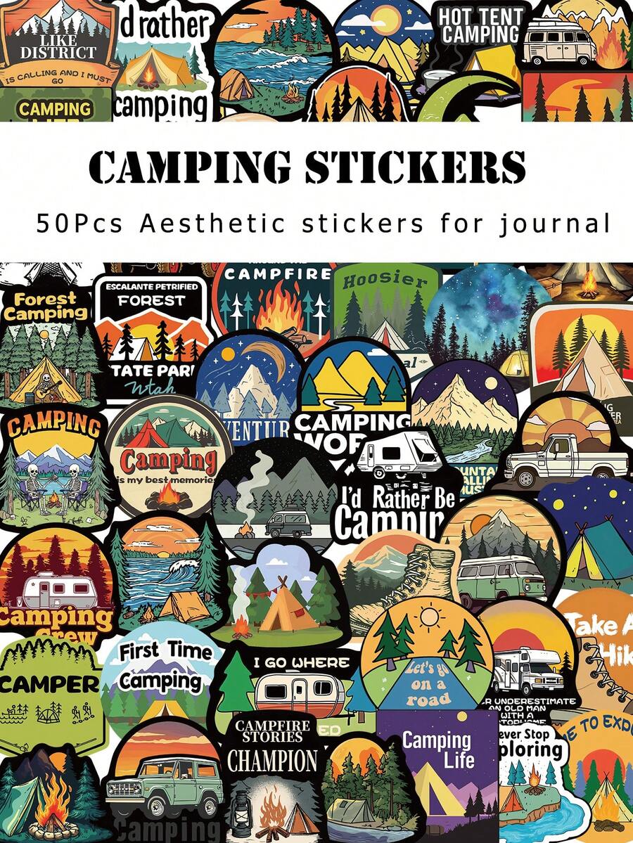 50Pcs Waterproof Outdoor Camping Decorative Stickers For Laptop Water Bottle - Multicolor - View 1