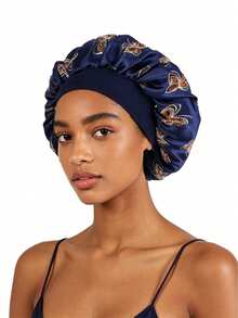 1pc Adjustable Elastic Double Layer Two-Color Satin Sleep Cap, Reversible Double Layer Sleep Cap, Non-Slip, Suitable For Women With Curly And Natural Hair, Hair Protection - Multicolor - View 7