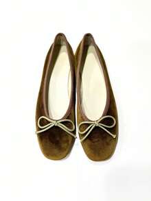 2026 Spring/Summer New Women's Bow Decor Ballet Flats - Green - View 5