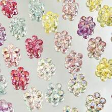 15mm, 100pcs, Charming Iridescent Acrylic Crystal Flower Beads, DIY Handmade Beading, Pet Crystal, Nail Art, Bracelet Accessories, Craft Materials, Suitable For Men And Women, Ideal For Daily Wear And Holiday Gifts - Multicolor - View 2
