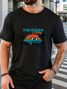 Men's Pure Cotton Crew Neck Short Sleeve T-Shirt Casual Summer Everyday Wear Relaxed Fit Basic Tee - 黑色 - 查看 6