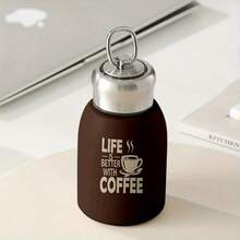 1pc 10oz Stainless Steel Insulated Tumbler, Printed With "Life Is Better With Coffee", Reusable, Suitable As A Gift For Office, Home, Travel, Outdoor Adventure - Multicolor - View 6