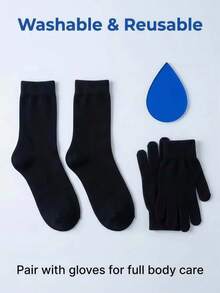 1 Pair Whitening Moisturizing Silicone Socks, Suitable For Dry And Cracked Foot Care, Gel Heel Leg Warmers For Foot Moisturizing - Black - View 3