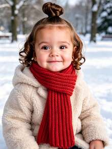 1pc Unisex Kids Cute Solid Color Knitted Warm Scarf, Autumn/Winter Style, Suitable For School, Outdoor, Party, Holiday Gift, Photo Outfit - Multicolor - View 4