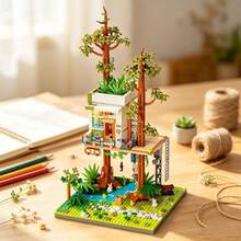 1000+Pcs Jungle Broadcast Station Luxury Building Blocks, Forest Observation Station 2-Story Treehouse Model Toy, Ocean View Wooden Villa Tower, Suitable For Adults To Relieve Stress And Reduce Anxiety, Interesting Adult Game Set, Creative Home Scene Puzzle, Exquisite Desktop Decoration, Birthday Gift For Boyfriend/Girlfriend - Multicolor - View 7