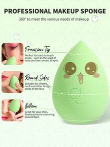 docolor Pea Pod 3 PiecesMakeup Sponge Collection – Teardrop + Chisel + Curvy Waist, Versatile Wet/Dry Applicators For Seamless Finish, Complete With Pea-Shaped Storage Case - Green - View 4