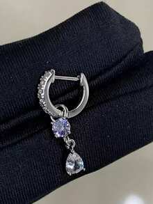 1 buah Anting Tusuk Tulang Rawan Rumbai Tetesan Air Bulan Berkedip, Anting Tusuk Berlapis Lucu untuk Wanita - Liontin berbentuk tetesan air - View 4