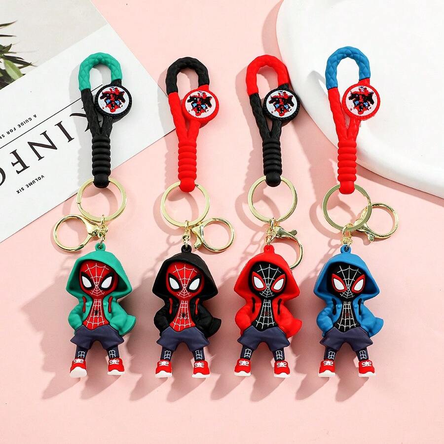 開學季 Disney 連帽蜘蛛設計鑰匙圈，多色 PVC 娃娃鑰匙環，背包掛飾，開學禮物，派對，聖誕禮物