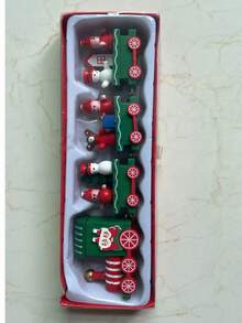 1PC Christmas Wooden Painted Mini Train, Holiday Scene Desktop Decoration, Christmas Window Display Gift, Christmas Gift. - Christmas Train Ornament - View 15