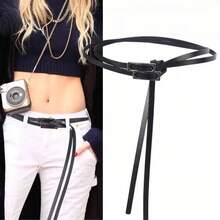 shvovn 1pc Black Dress Decorative Women's Belt, Suitable For Casual, Date, Party, All-Season Solid Color - Black - View 9