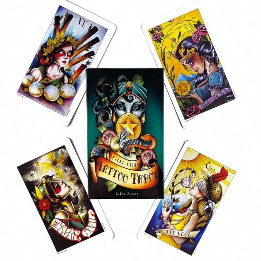 Tattoo Cards Tarot Cards Fortune-Telling Prophecy Oracle Cards Playing Cards Games - White - View 1
