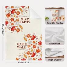 2PCS Kitchen Towel, Autumn Maple Leaf Healing Pattern, 40*60cm Rectangular Microfiber Kitchen Towel, Dish Cloth, Tablecloth, Hand Towel, Kitchen Decor, Home Decor, Housewarming Gift For Neighbors, Kitchen Napkin And Dish Cloth, Home Decor, Gift, Perfect For Kitchen And Bathroom Use - Orange - View 5