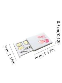 Lace Crystal Cherry Print SIM Card Holder, SIM Card Pin Slot, Comes With SIM Card Pin. Cherry Print Portable SIM Card Storage Box, Phone Card Holder, SIM Card And SD Card Storage Box With Strap, Travel Storage Box, Compact And Lightweight, Ideal For Storing Spare SIM Cards When Changing Phone Numbers For Smartphones, Tablets And Other Devices, Also A Great Gift. Suitable For Back To School Season, Back To School, Teacher's Day - Multicolor - View 11