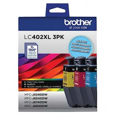 Genuine LC402XL 3PK 3 Pack Of High Yield Cyan, Magenta And Yellow Ink Cartries, Black