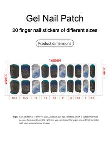 Semi Cured Gel Nail Strips, 20Pcs Long Lasting Salon Quality Wraps, Easy Apply & Remove Gel Nail Stickers With UV Light - Dusty Blue - View 4