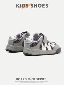 2 Pairs Toddler Leopard Print Patchwork Hook & Loop Round Toe Low-Top Flat Sneakers For Daily Wear And Outfits[Purchase Based On Actual Cm Inner Length] - Grey - View 5